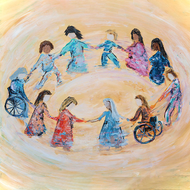 Hand Holding Circle Painting